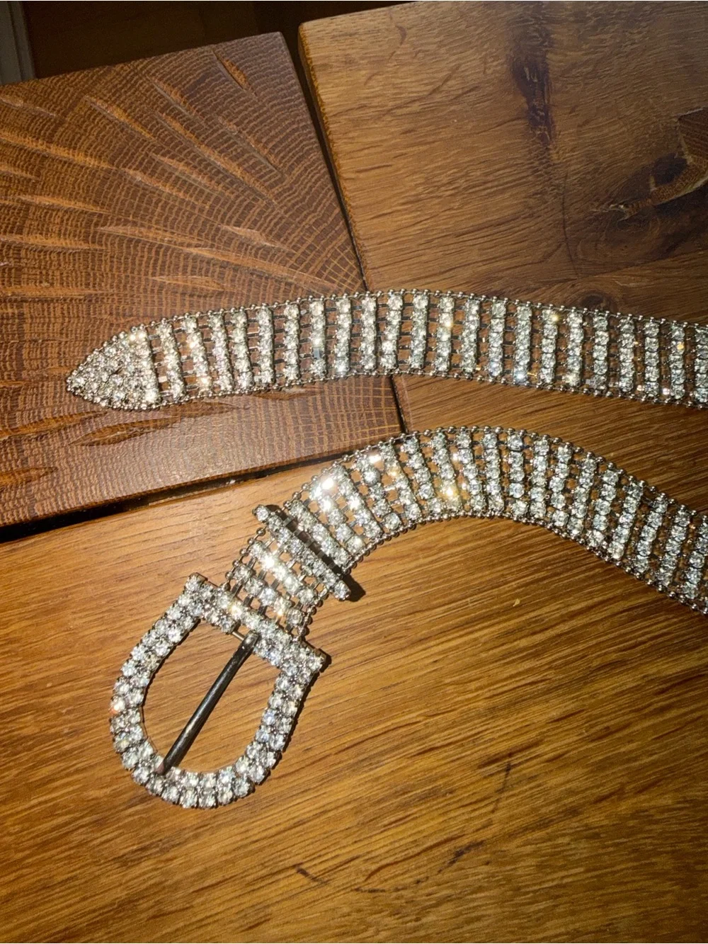 Vintage Rhinestone Statement Belt - Silver Crystal